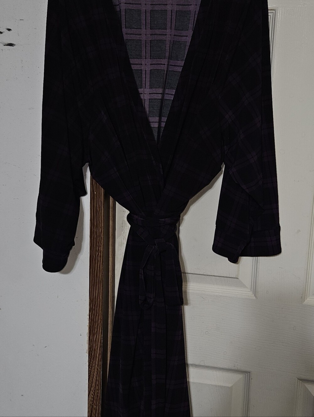 Torrid Size 6 Purple Black Plaid Wrap Midi Dress Belted
